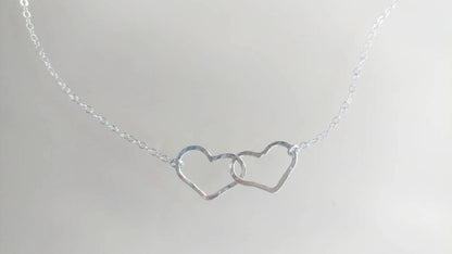 Double Heart Necklace, Sterling Silver, Gold Fill, Mixed Metal My Store