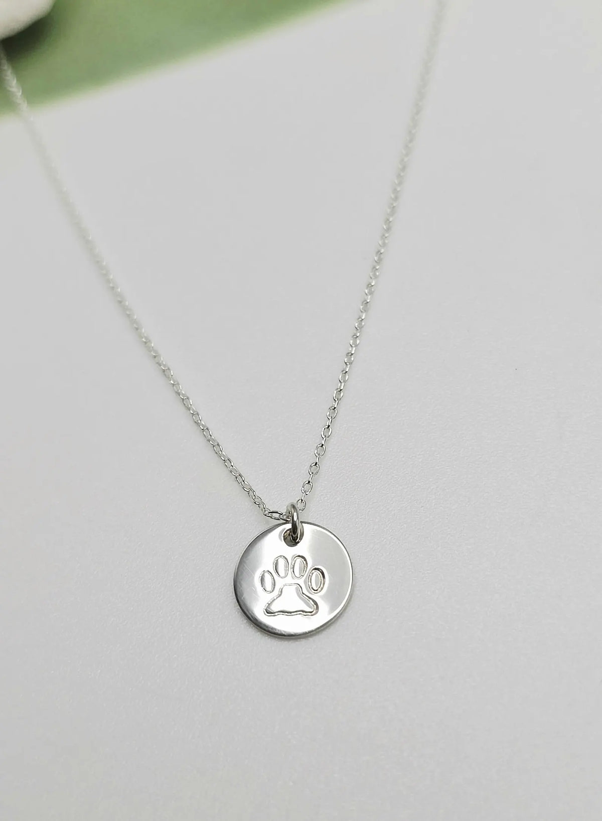 Tiny Paw Print Disk Necklace, Sterling Silver, 14k Gold Fill My Store