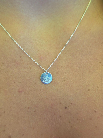 Tiny Paw Print Disk Necklace, Sterling Silver, 14k Gold Fill My Store