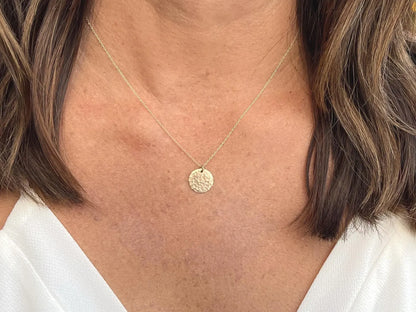 Small Sterling Silver Hammered Disk Necklace My Store
