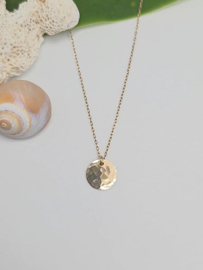 Small Sterling Silver Hammered Disk Necklace My Store