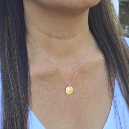 Small Sterling Silver Hammered Disk Necklace My Store