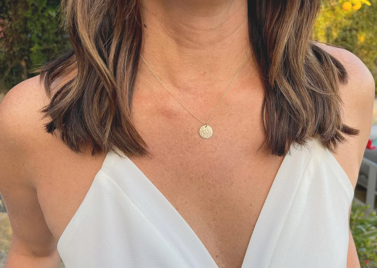 Small Sterling Silver Hammered Disk Necklace My Store
