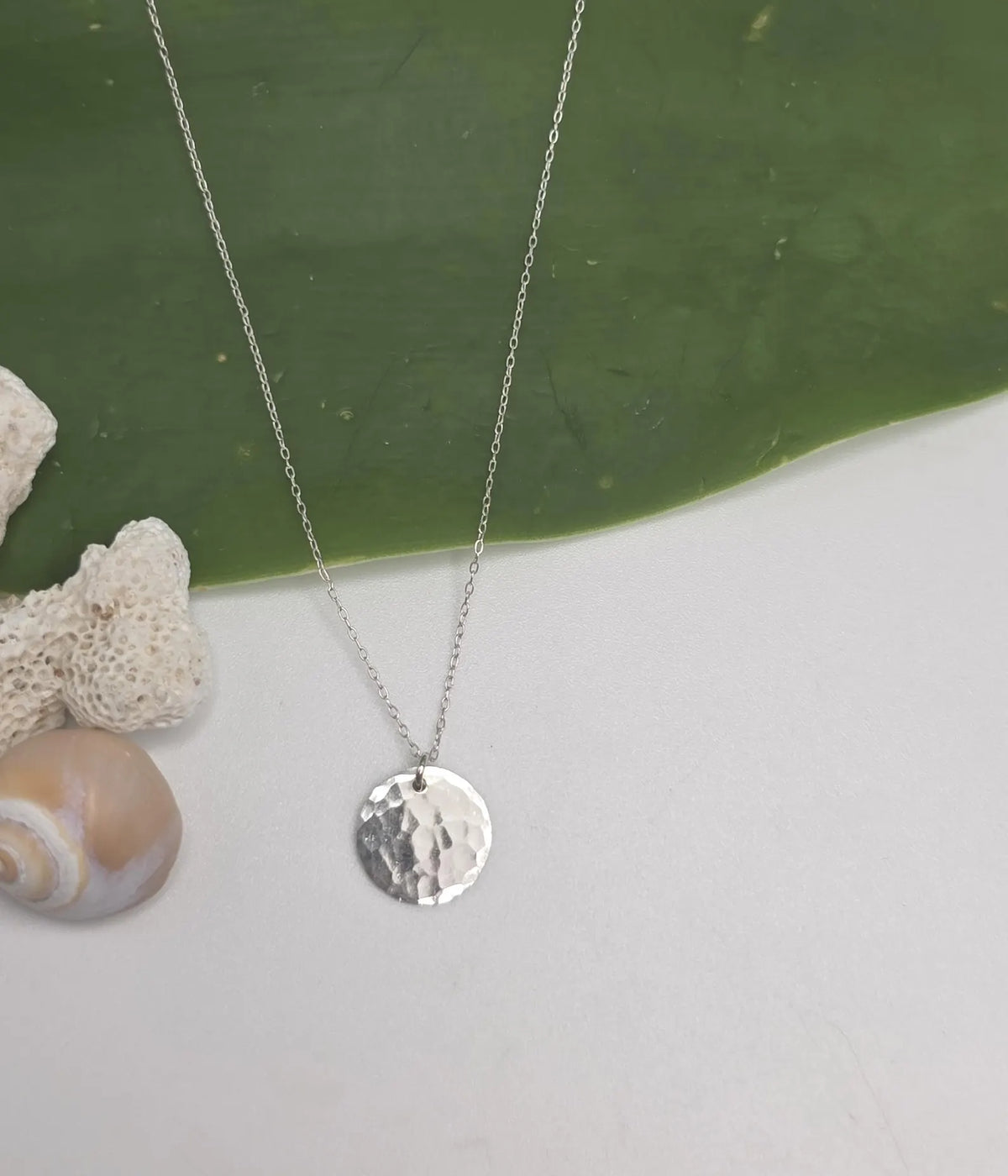 Small Sterling Silver Hammered Disk Necklace My Store
