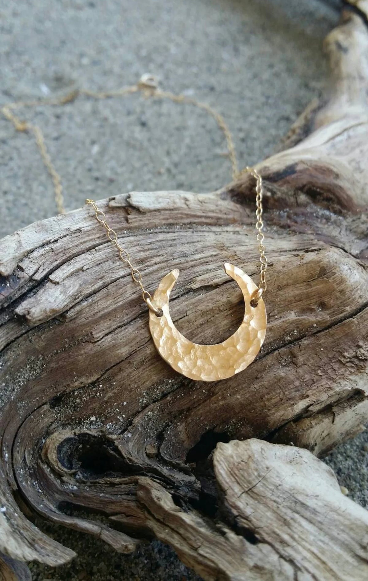 Large Sterling Silver Inverted Moon Necklace My Store