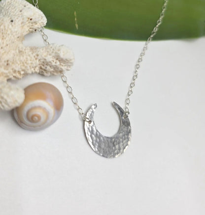 Large Sterling Silver Inverted Moon Necklace My Store