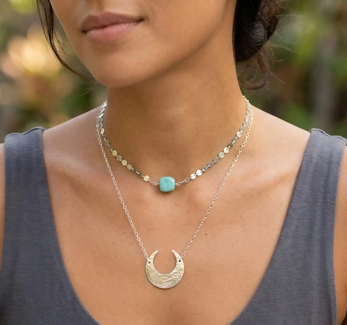 Large Sterling Silver Inverted Moon Necklace My Store