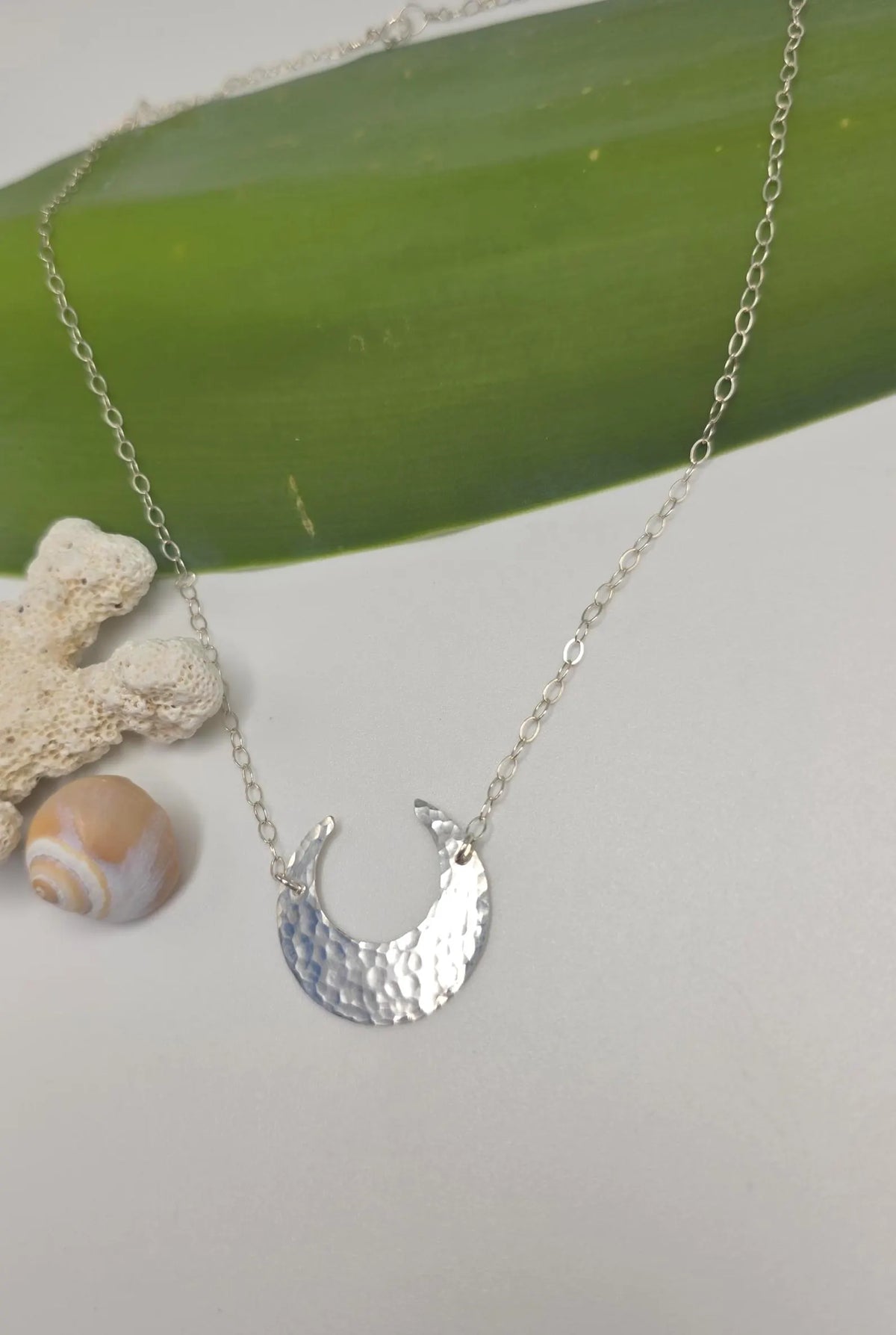 Large Sterling Silver Inverted Moon Necklace My Store