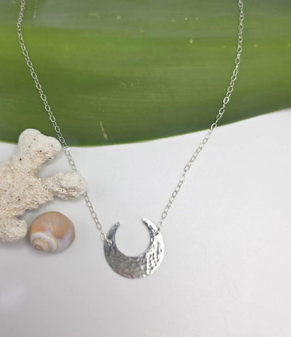 Large Sterling Silver Inverted Moon Necklace My Store