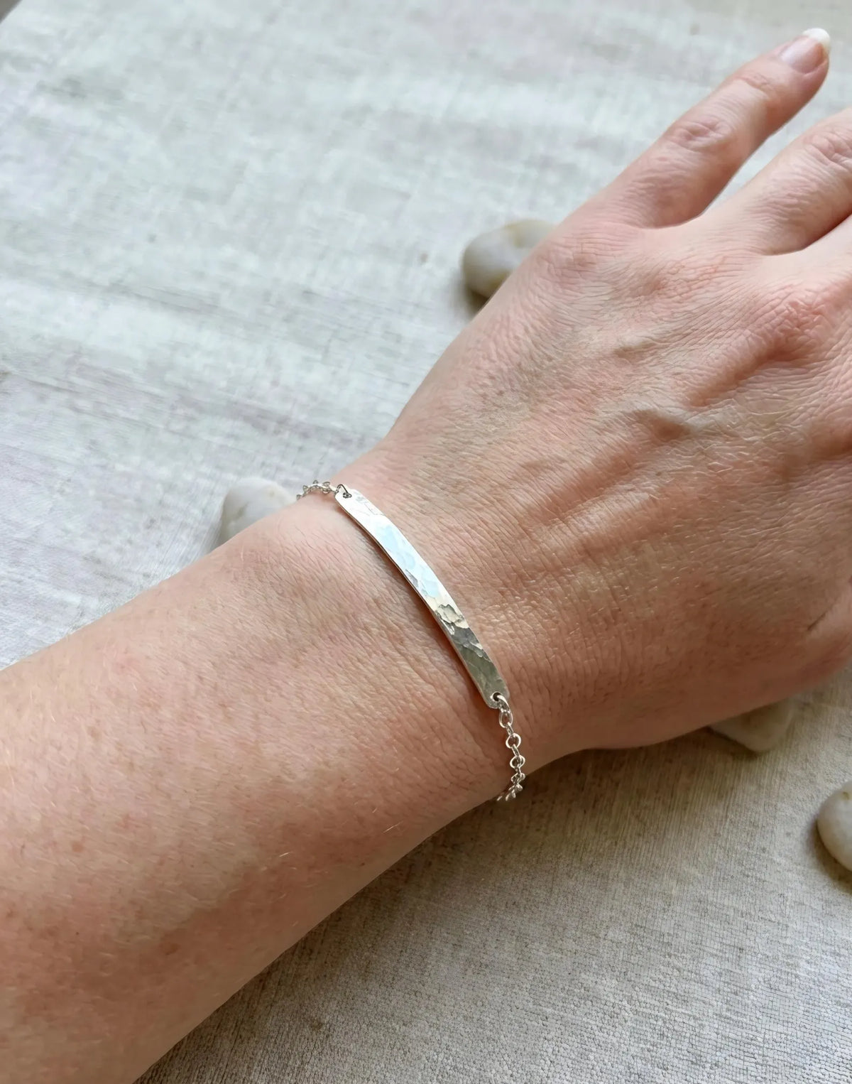 14k Gold Fill Hammered Bar Bracelet My Store