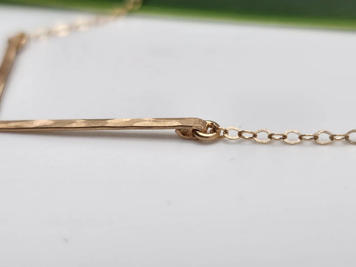 Small 14k Gold Filled Hammered Chevron Bar Necklace, 1.5 inch My Store