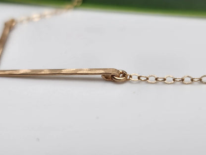 Small 14k Gold Filled Hammered Chevron Bar Necklace, 1.5 inch My Store