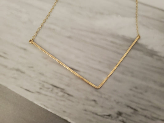 Extra Large Sterling Silver Hammered Chevron Bar Necklace, 5" My Store