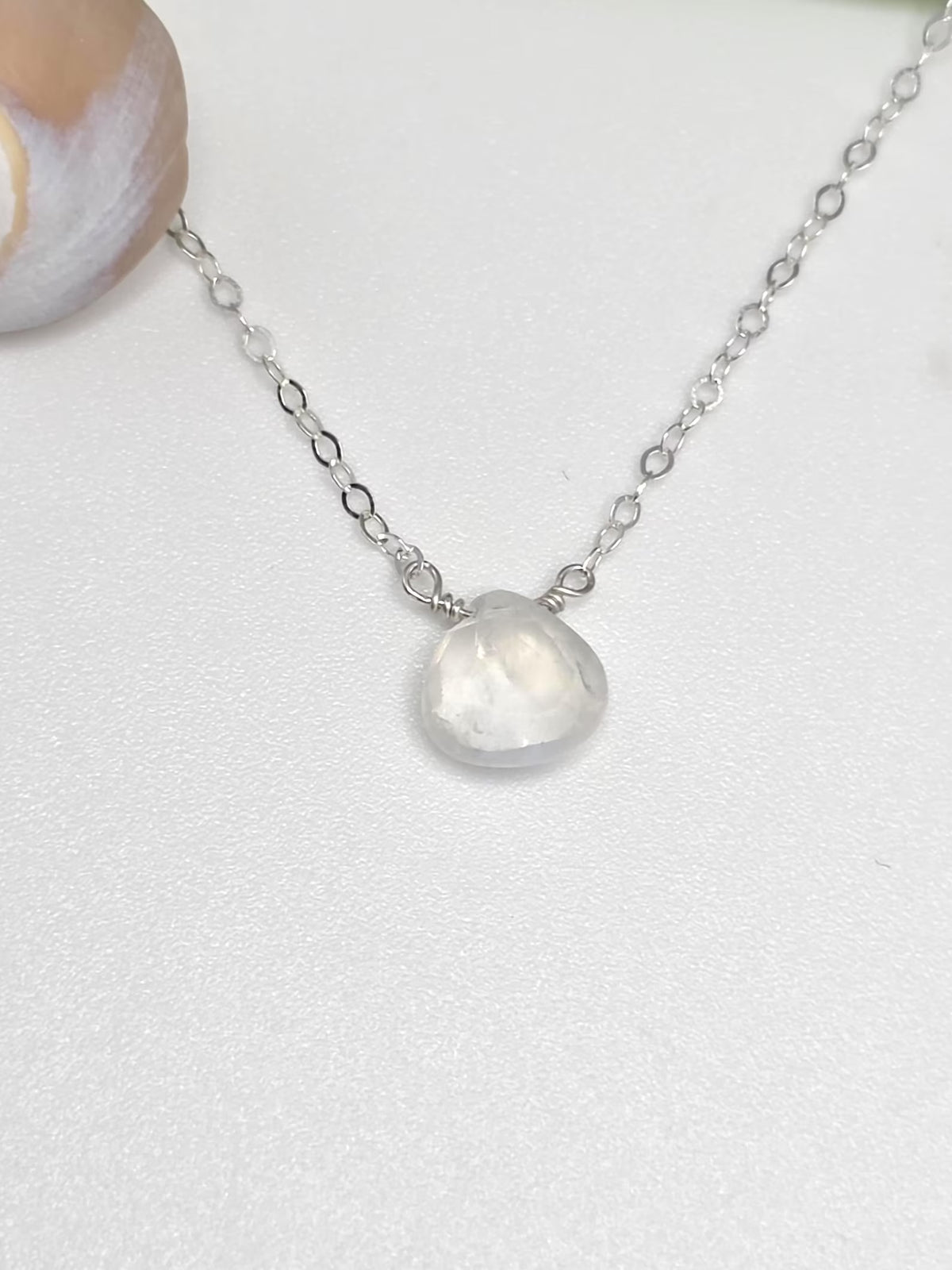 Tiny Moonstone Briolette Necklace, 14k Gold Filled, Sterling Silver My Store