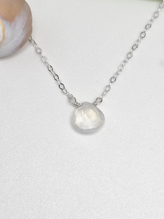 Tiny Moonstone Briolette Necklace, 14k Gold Filled, Sterling Silver My Store