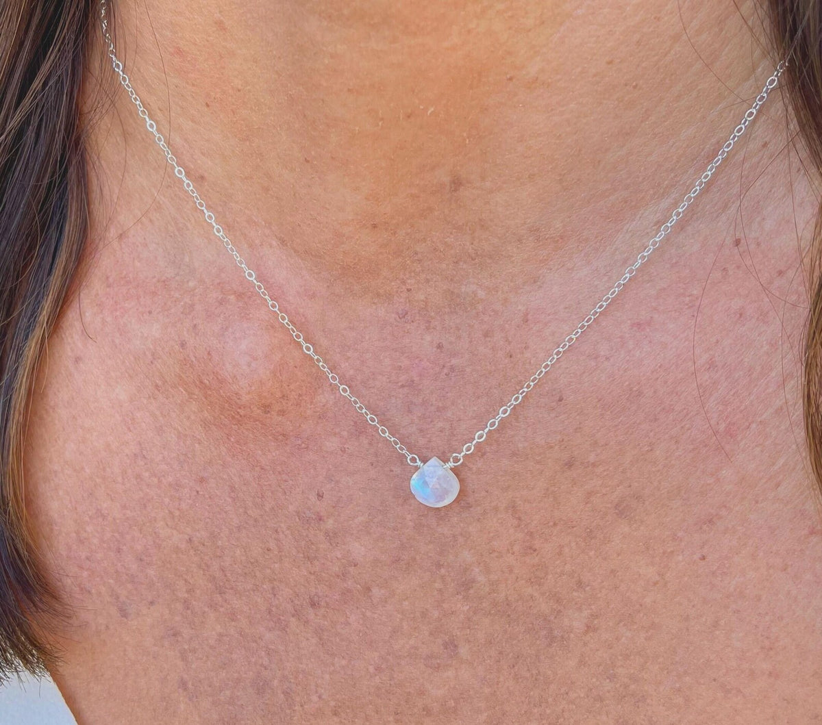 Tiny Moonstone Briolette Necklace, 14k Gold Filled, Sterling Silver My Store