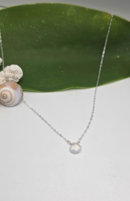 Tiny Moonstone Briolette Necklace, 14k Gold Filled, Sterling Silver My Store