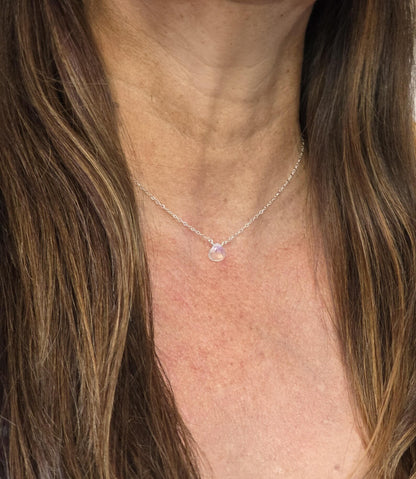 Tiny Moonstone Briolette Necklace, 14k Gold Filled, Sterling Silver My Store
