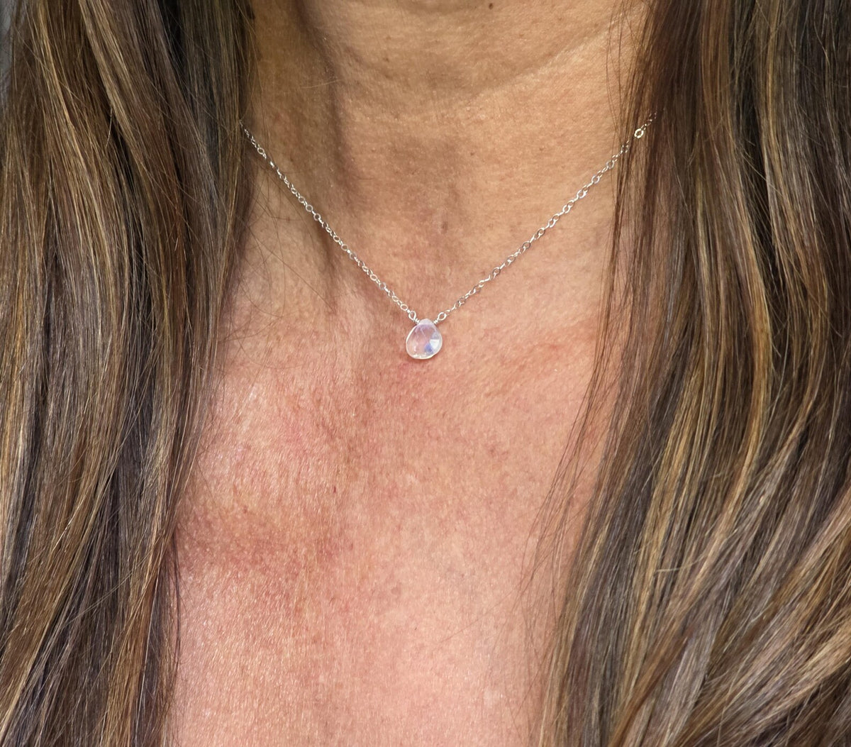 Tiny Moonstone Briolette Necklace, 14k Gold Filled, Sterling Silver My Store