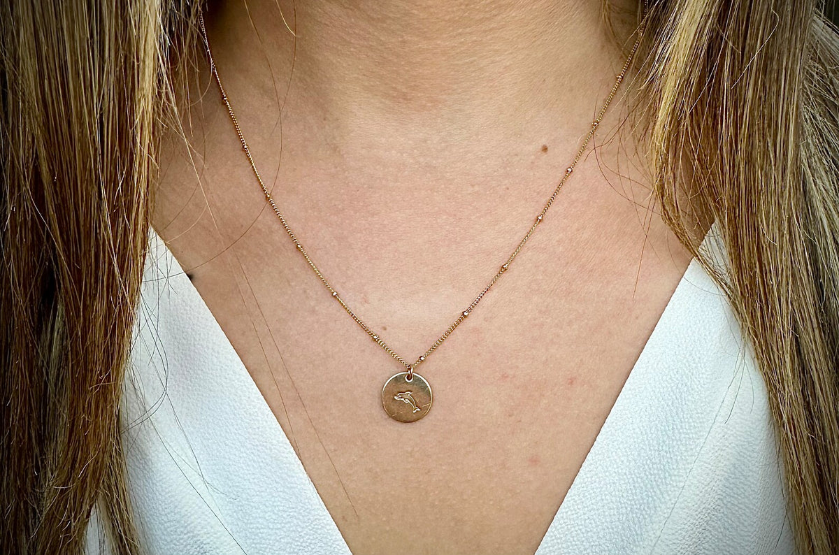 Small Dolphin 14k Gold Fill Charm Necklace My Store