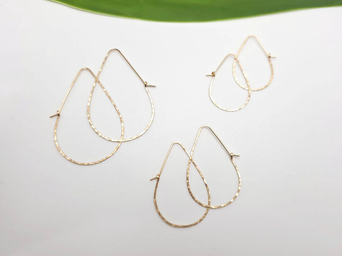 Teardrop Hoop Earrings, 14k Gold Fill My Store