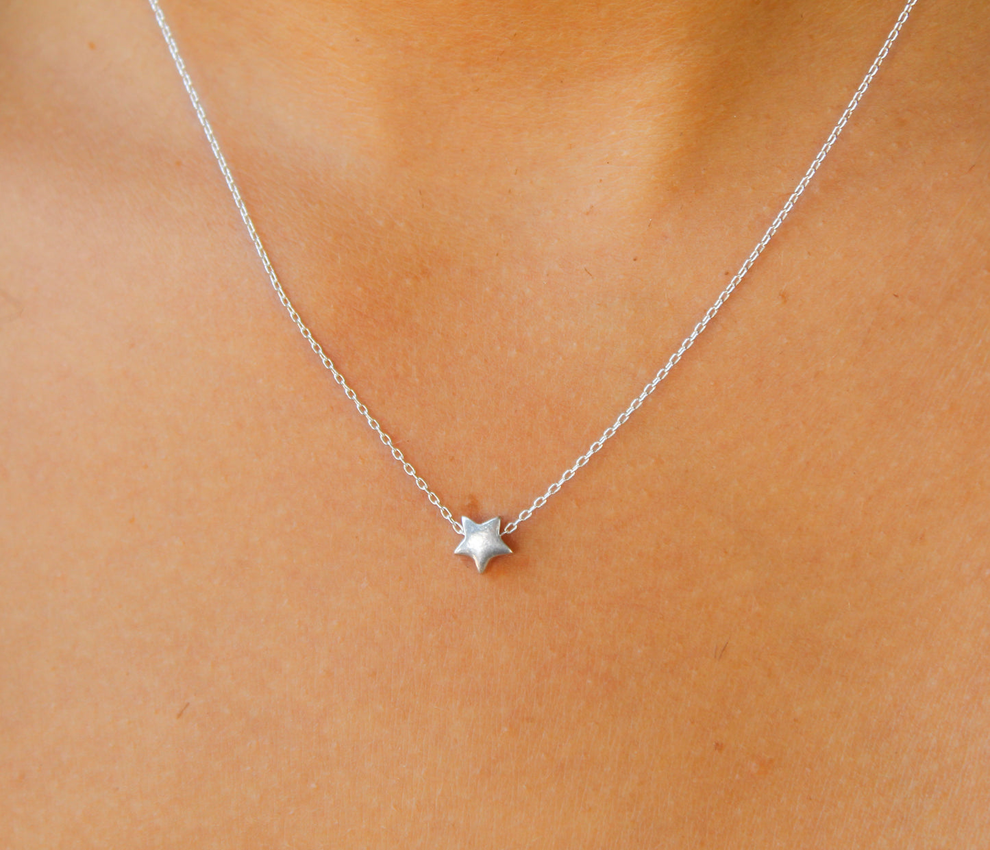 Tiny Sterling Silver Star Necklace