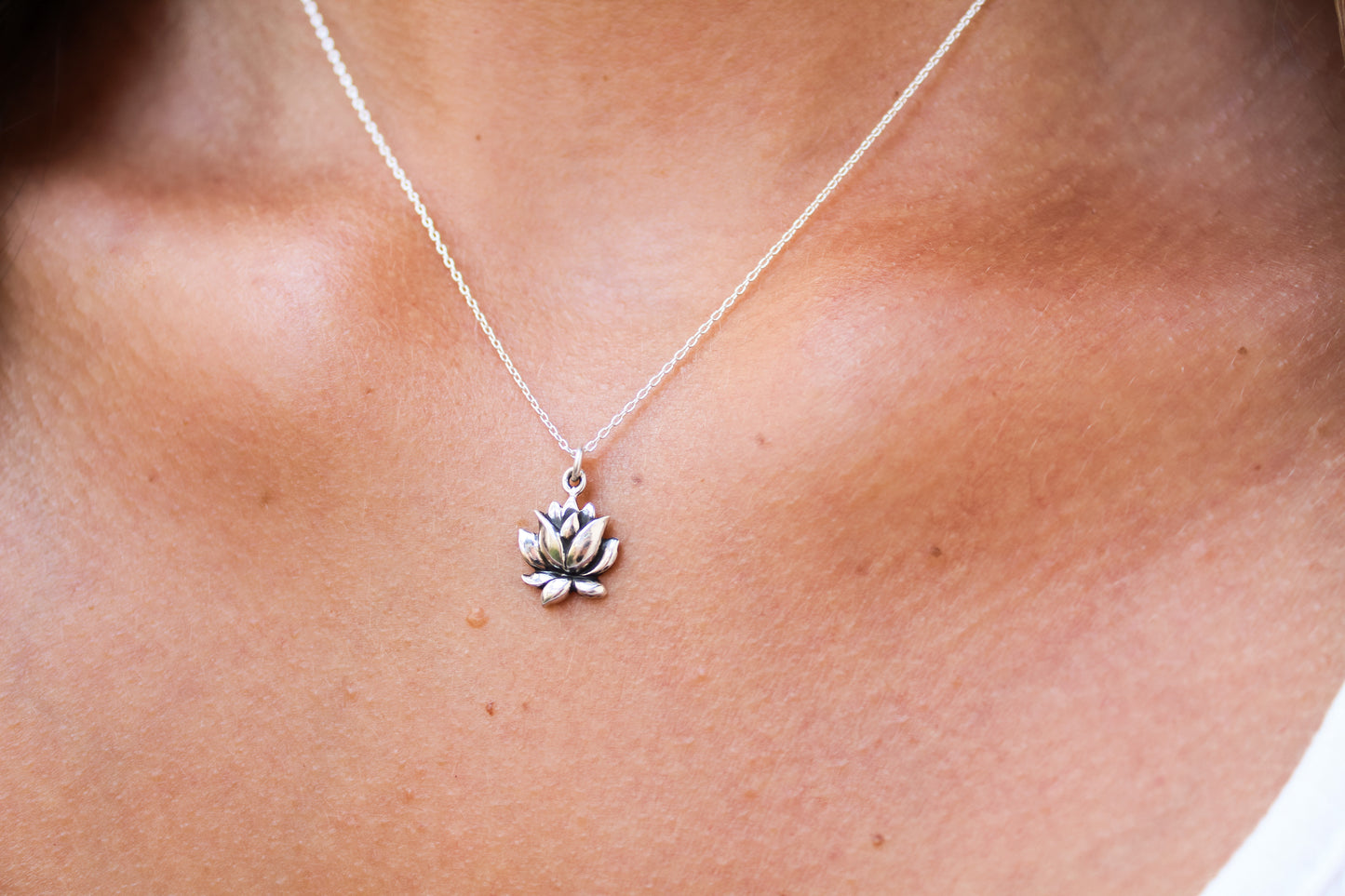 Sterling Silver Lotus Necklace