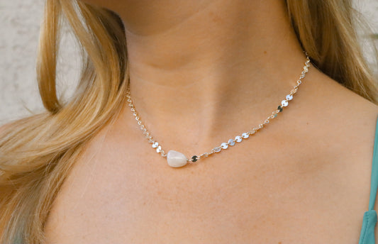 Moonstone Sequin Necklace, 14k Gold Filled or Sterling Silver My Store