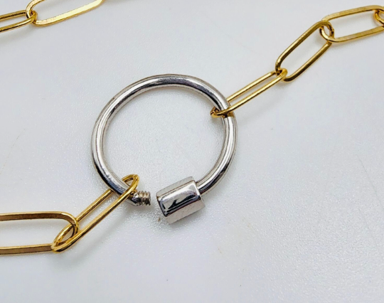 Sterling Silver Carabiner Circle Necklace