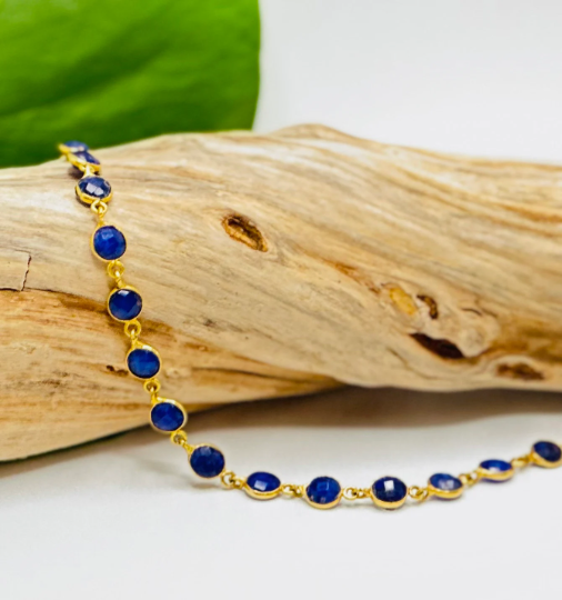 Sapphire Bezel Chain Necklace