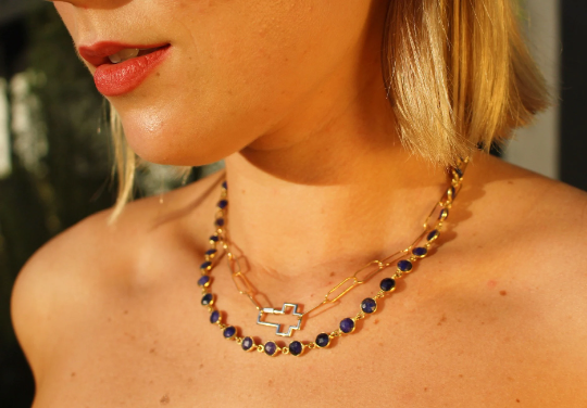 Sapphire Bezel Chain Necklace