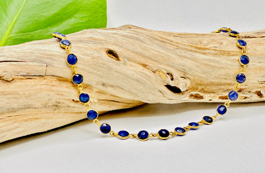 Sapphire Bezel Chain Necklace