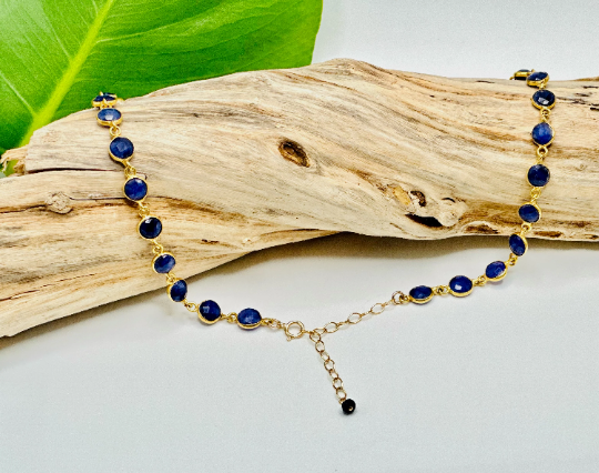 Sapphire Bezel Chain Necklace