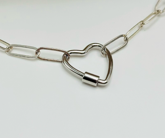 Sterling Silver Carabiner Heart Necklace