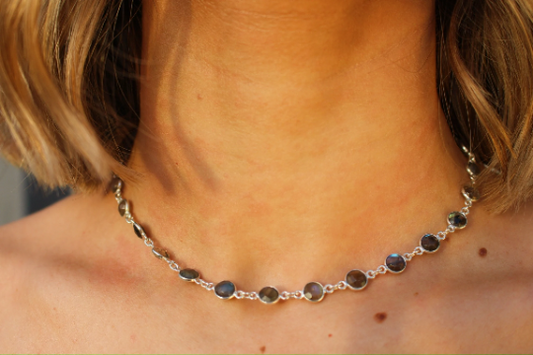 Labradorite Bezel Chain Necklace