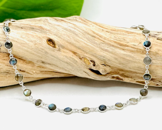 Labradorite Bezel Chain Necklace