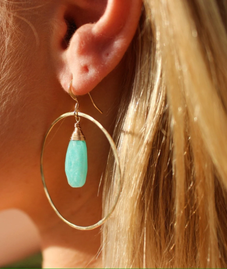 Amazonite Hoop Earrings