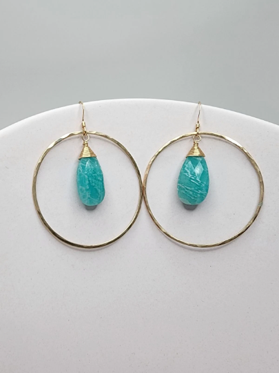 Amazonite Hoop Earrings