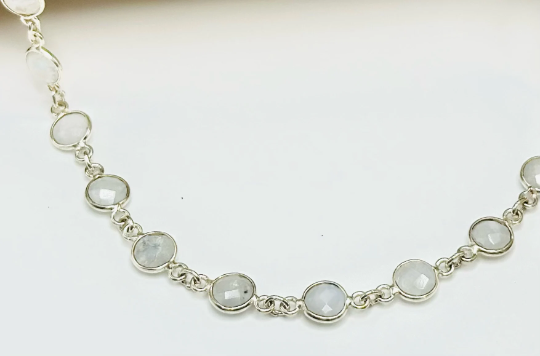 Moonstone Bezel Chain Necklace