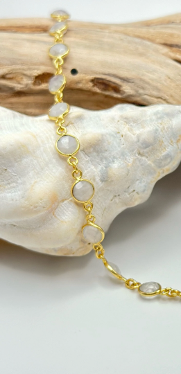 Moonstone Bezel Chain Necklace