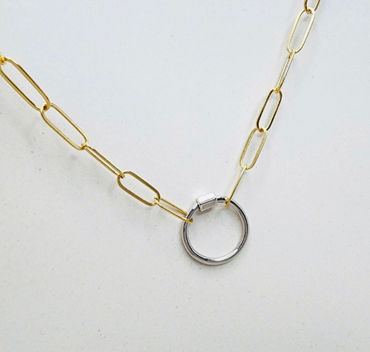 Sterling Silver Carabiner Circle Necklace