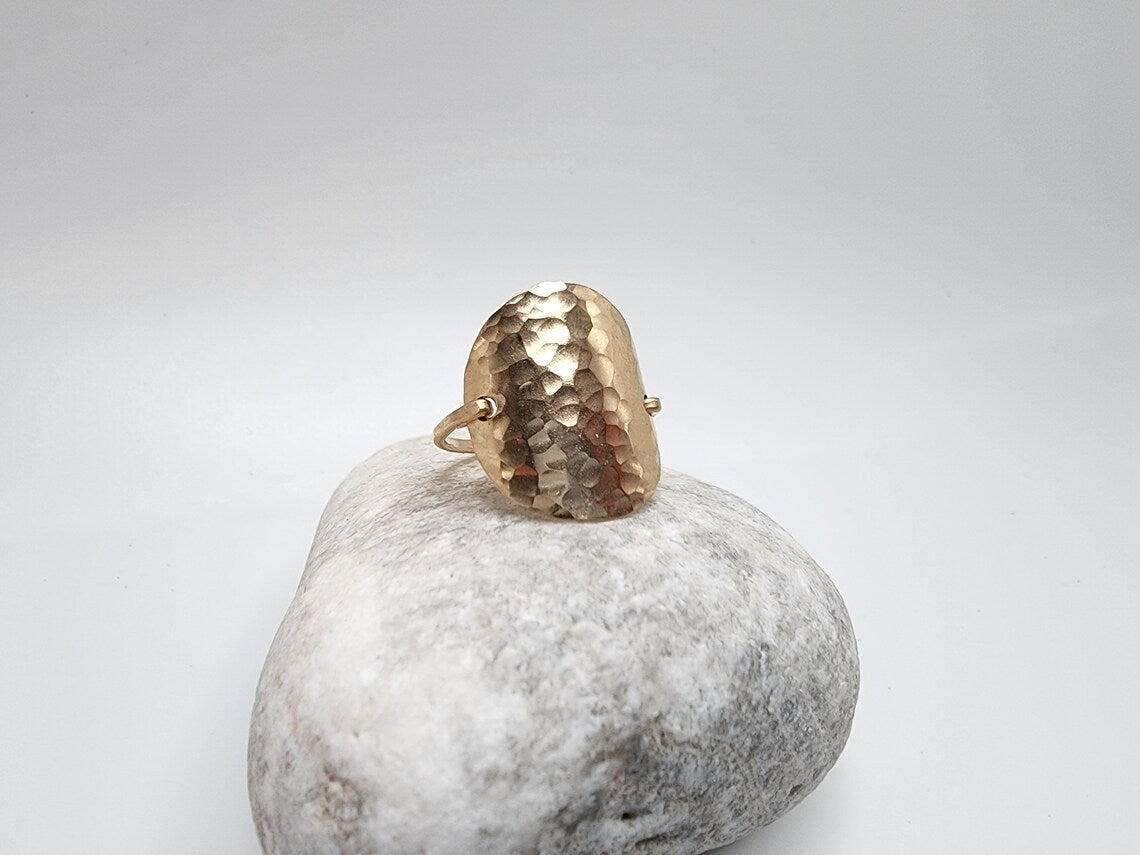 14k Gold Filled Hammered Circle Ring