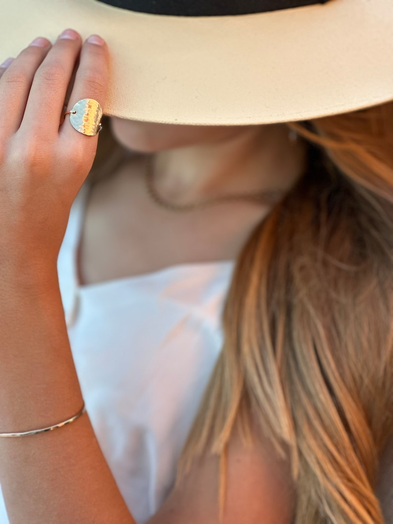 14k Gold Filled Hammered Circle Ring