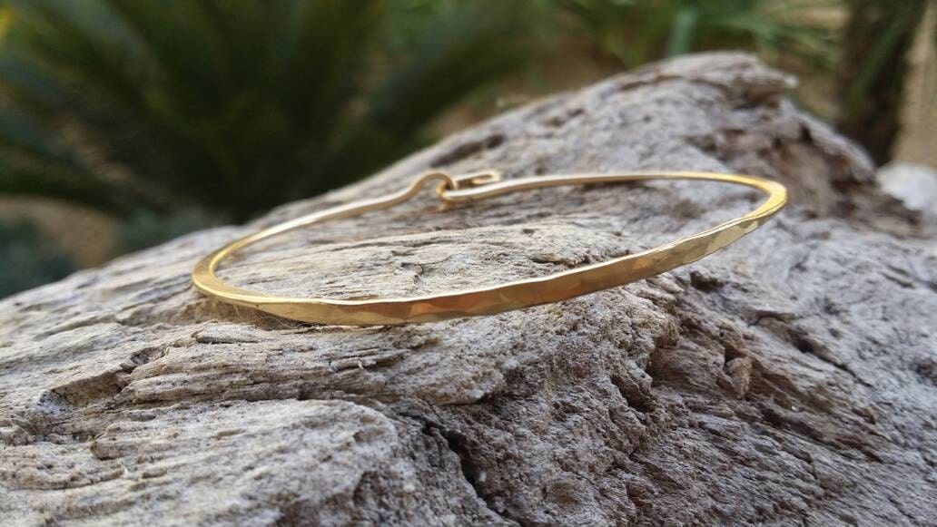 14k Gold Fill Hammered Bangle Bracelet