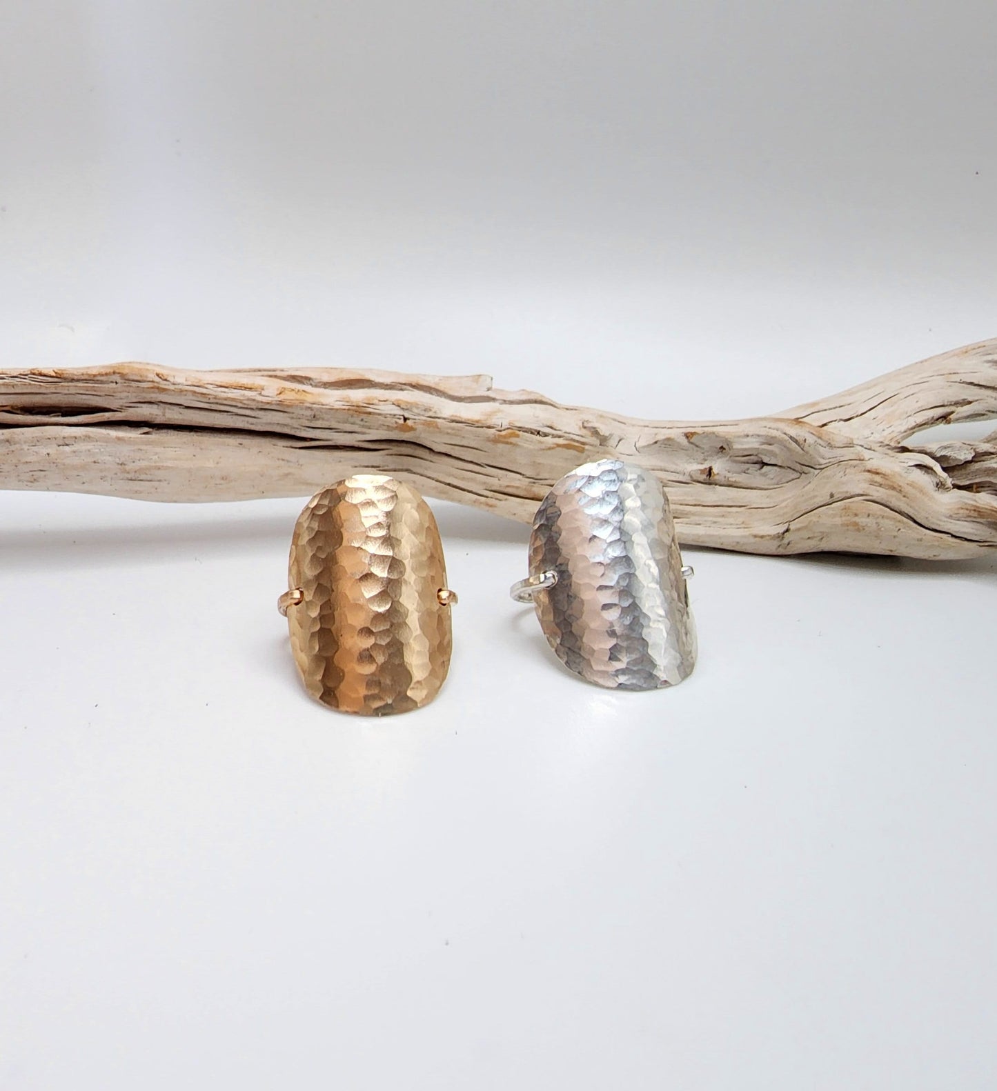 Sterling Silver Hammered Shield Ring