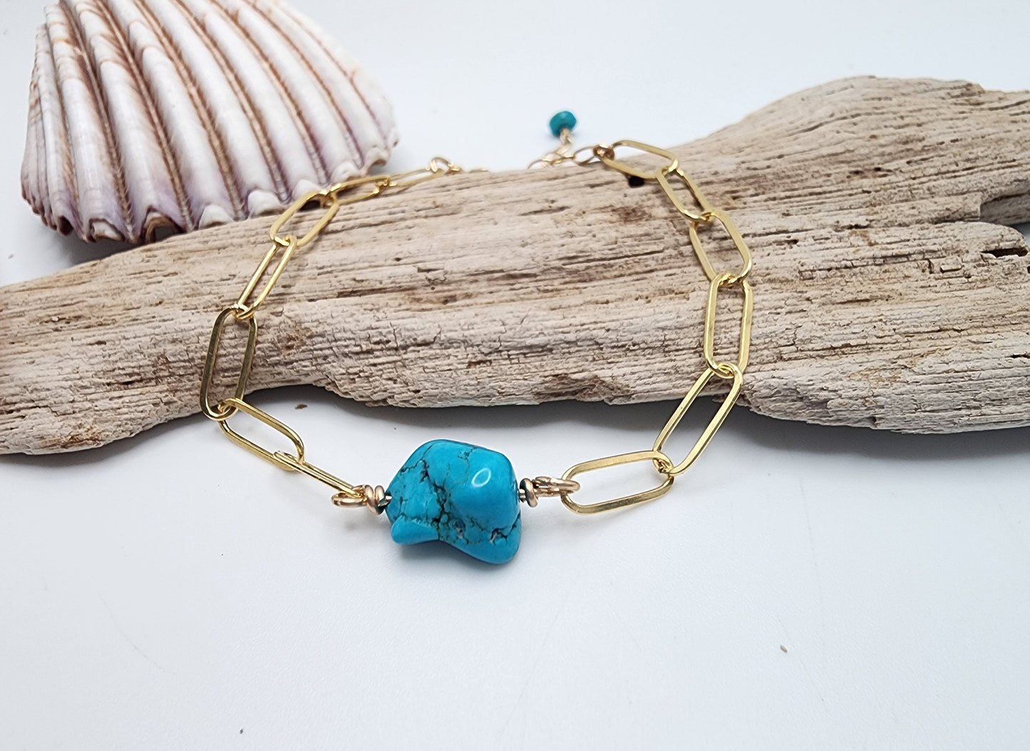 Turquoise Paperclip Chain Bracelet