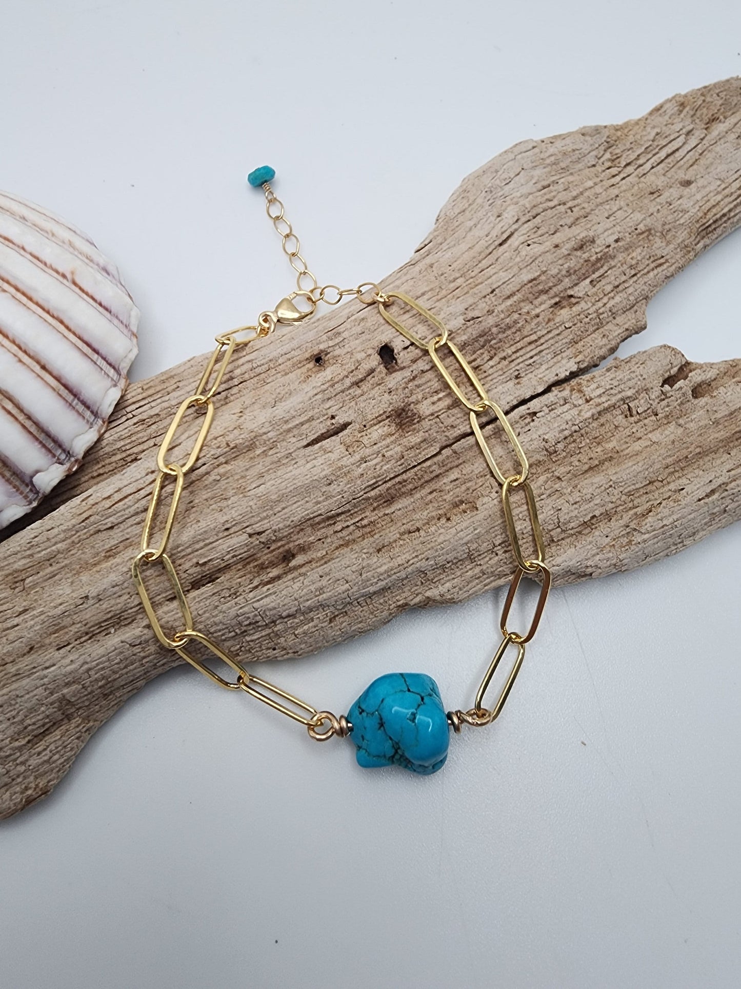 Turquoise Paperclip Chain Bracelet