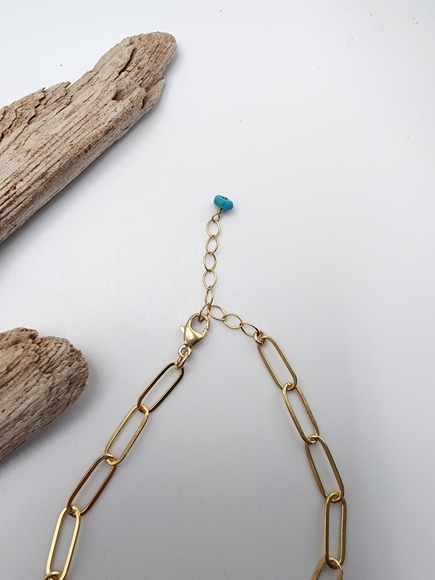 Turquoise Paperclip Chain Bracelet