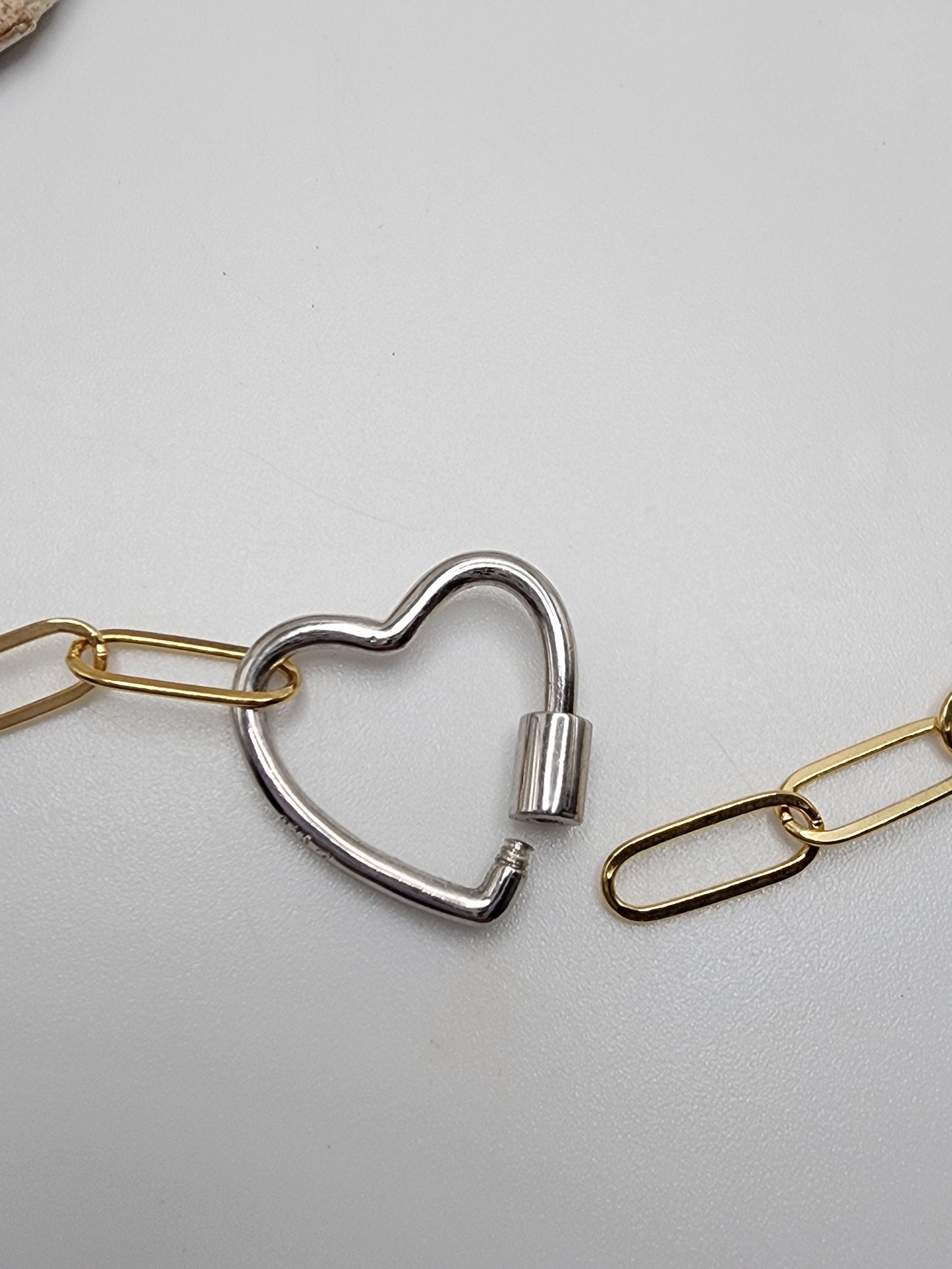 Mixed Metal Carabiner Heart Necklace