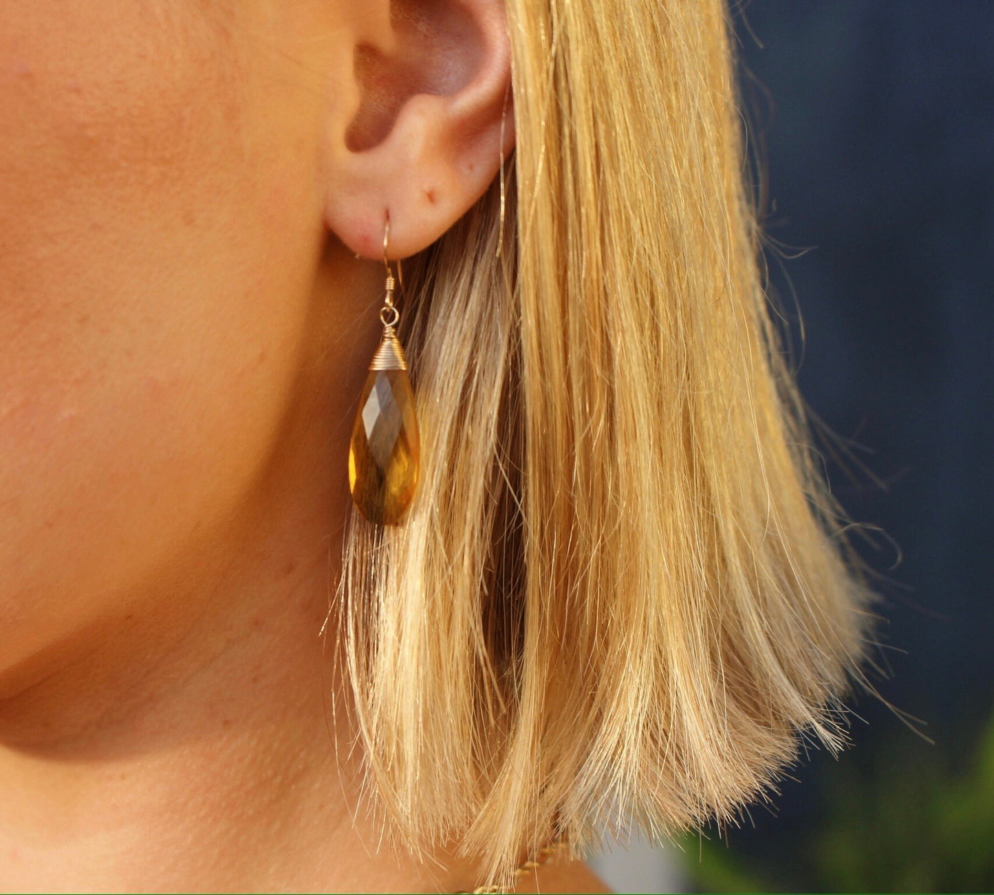 Faceted Citrine Drop Earrings, 14k Gold Fill, Sterling Silver